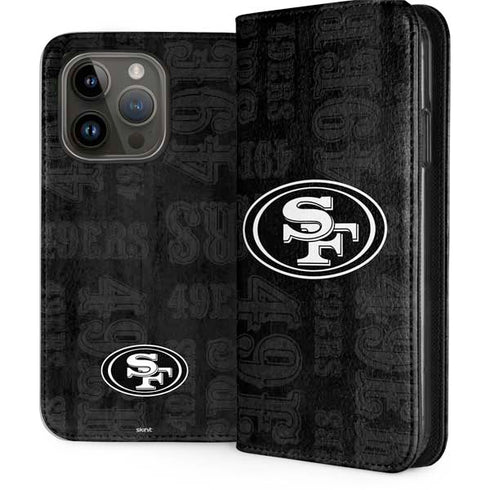 NFL San Franciso 49ers Black & White iPhone 15 Pro Folio Case