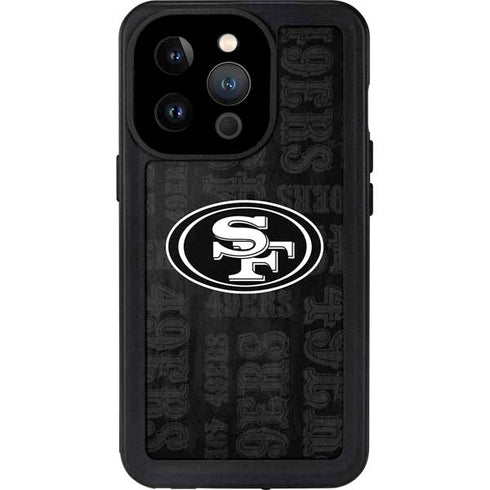 NFL San Franciso 49ers Black & White iPhone 15 Pro Waterproof Case