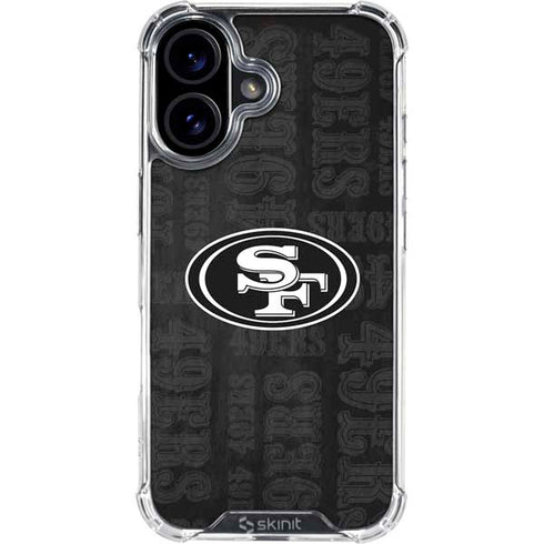 NFL San Franciso 49ers Black & White iPhone 16 Clear Case