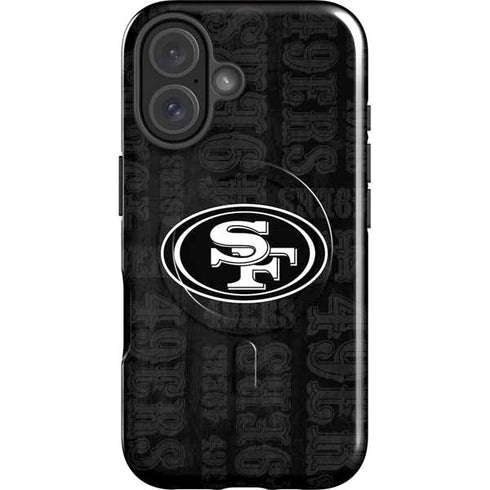 NFL San Franciso 49ers Black & White iPhone 16 Magsafe Impact Case