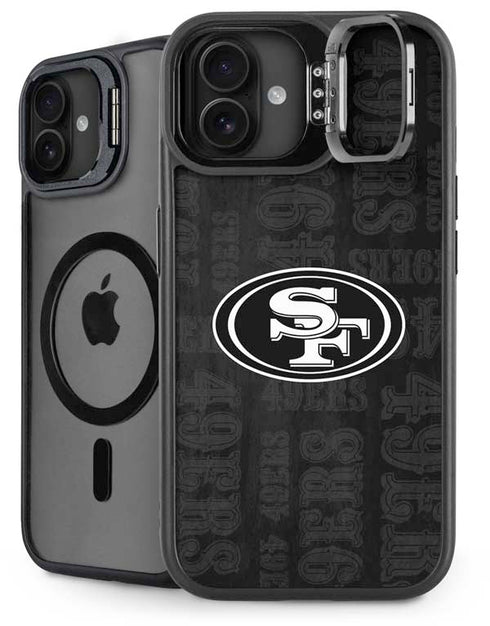 NFL San Franciso 49ers Black & White iPhone 16 Plus Kickstand Case