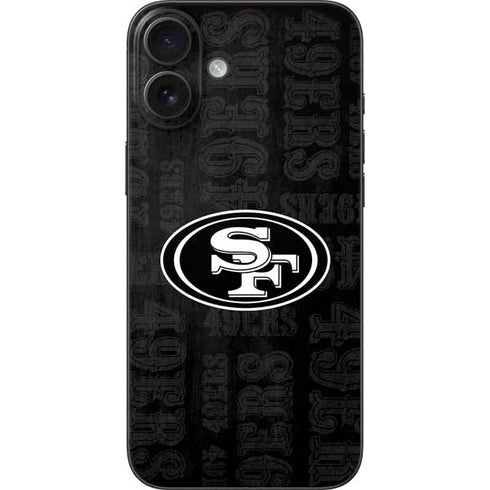 NFL San Franciso 49ers Black & White iPhone 16 Plus Skin