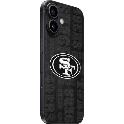 NFL San Franciso 49ers Black & White iPhone 16 Plus Skin