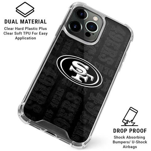 NFL San Franciso 49ers Black & White iPhone 16 Pro Max Clear Case