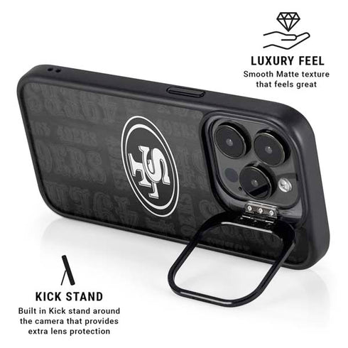 NFL San Franciso 49ers Black & White iPhone 16 Pro Max Kickstand Case