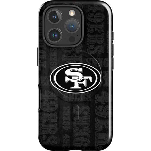 NFL San Franciso 49ers Black & White iPhone 16 Pro Max Magsafe Impact Case