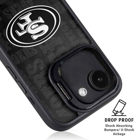 NFL San Franciso 49ers Black & White iPhone 16e Kickstand Case