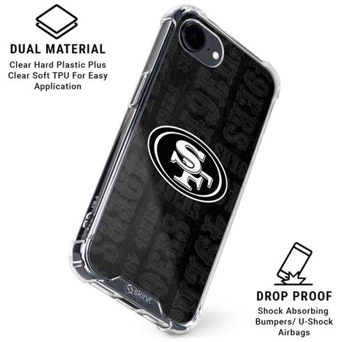 NFL San Franciso 49ers Black & White iPhone 16e Clear Case