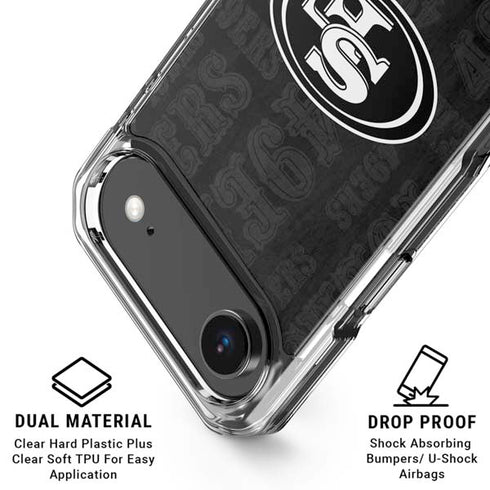 NFL San Franciso 49ers Black & White iPhone 17 Air Clear Case