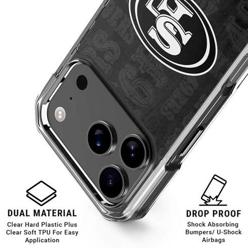 NFL San Franciso 49ers Black & White iPhone 17 Pro Max Clear Case