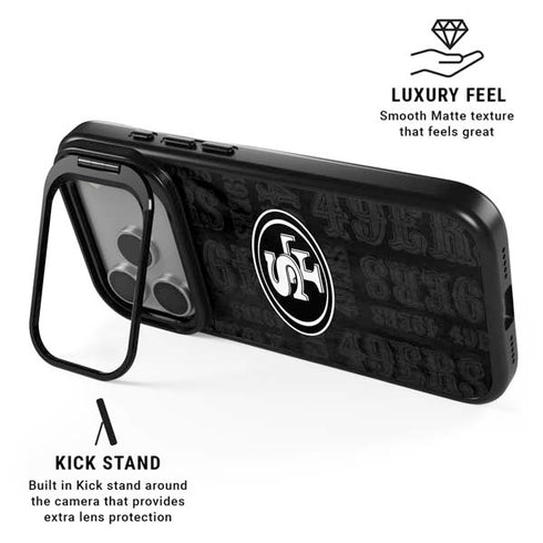 NFL San Franciso 49ers Black & White iPhone 17 Pro Max Kickstand Case