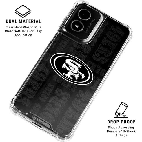 NFL San Franciso 49ers Black & White Moto G Power 5G (2024) Clear Case