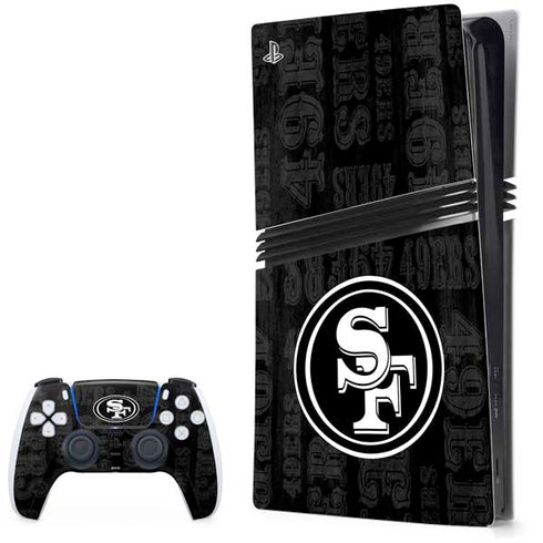 NFL San Franciso 49ers Black & White PS5 Pro Bundle Skin