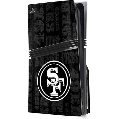 NFL San Franciso 49ers Black & White PS5 Pro Disk Console Skin