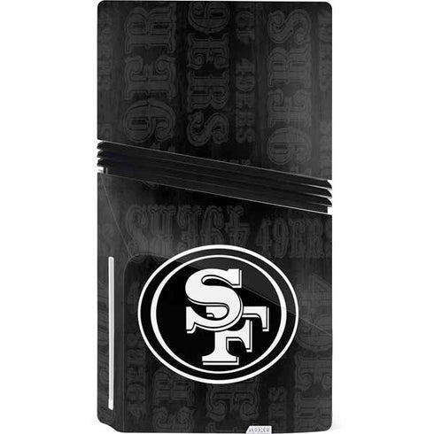 NFL San Franciso 49ers Black & White PS5 Pro Disk Console Skin
