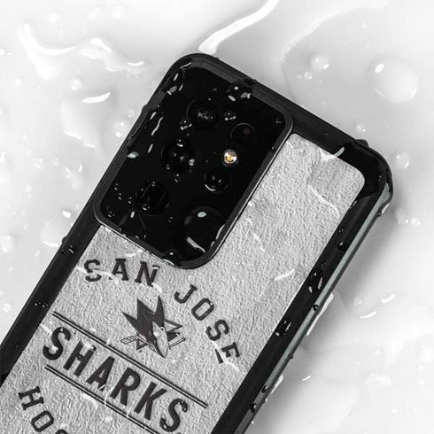 NHL San Jose Sharks Black Text Galaxy S24 Ultra Waterproof Case