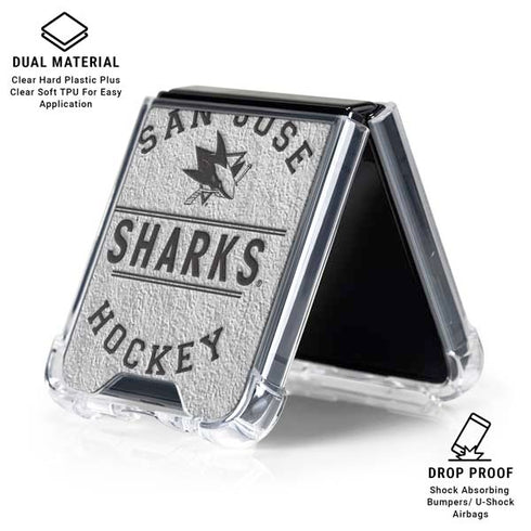 NHL San Jose Sharks Black Text Galaxy Z Flip6 Clear Case