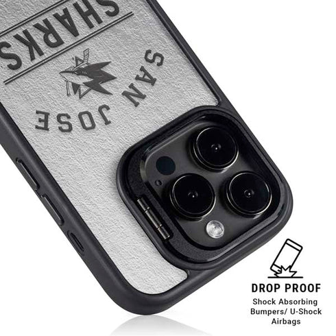 NHL San Jose Sharks Black Text iPhone 15 Pro Kickstand Case