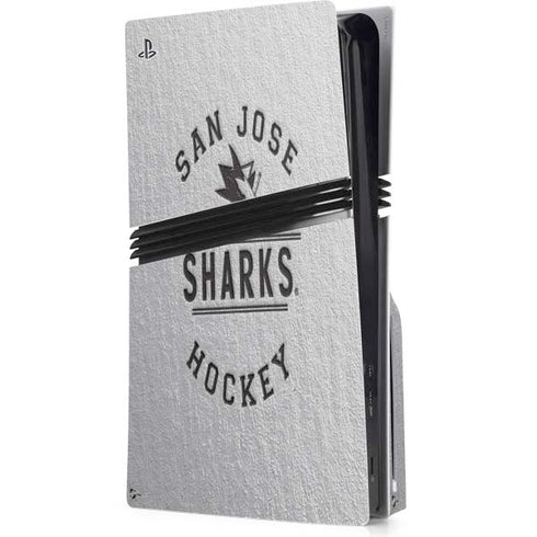 NHL San Jose Sharks Black Text PS5 Pro Disk Console Skin