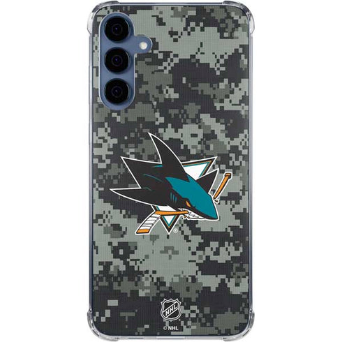 NHL San Jose Sharks Camo Galaxy A35 5G Clear Case