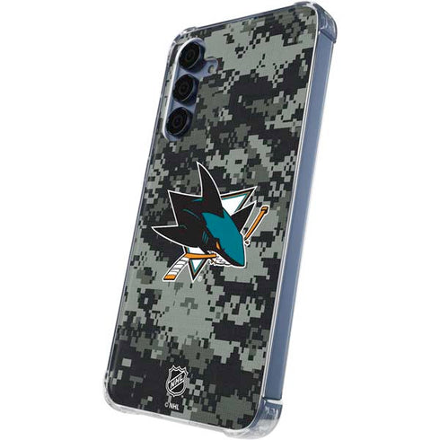 NHL San Jose Sharks Camo Galaxy A35 5G Clear Case