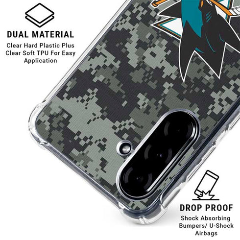 NHL San Jose Sharks Camo Galaxy A36 5G Clear Case