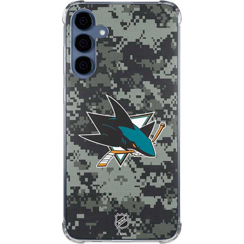 NHL San Jose Sharks Camo Galaxy A55 5G Clear Case