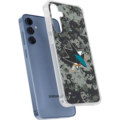 NHL San Jose Sharks Camo Galaxy A55 5G Clear Case