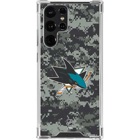 NHL San Jose Sharks Camo Galaxy S23 Ultra Clear Case