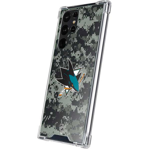 NHL San Jose Sharks Camo Galaxy S23 Ultra Clear Case