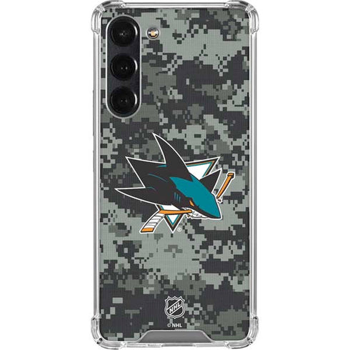 NHL San Jose Sharks Camo Galaxy S24 FE Clear Case