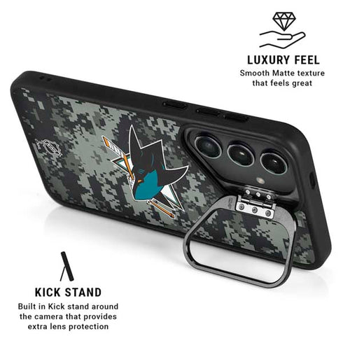 NHL San Jose Sharks Camo Galaxy S25 Plus Kickstand Case