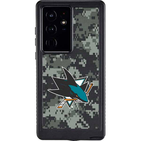NHL San Jose Sharks Camo Galaxy S24 Ultra Waterproof Case