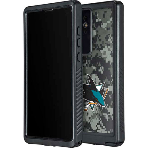 NHL San Jose Sharks Camo Galaxy S24 Ultra Waterproof Case