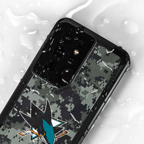 NHL San Jose Sharks Camo Galaxy S24 Ultra Waterproof Case