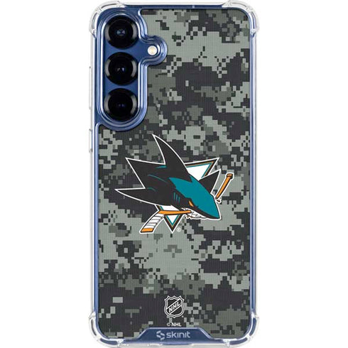 NHL San Jose Sharks Camo Galaxy S25 Clear Case