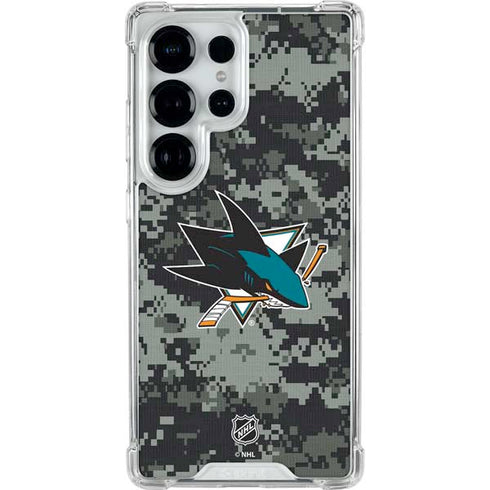 NHL San Jose Sharks Camo Galaxy S25 Ultra Clear Case