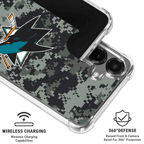 NHL San Jose Sharks Camo Galaxy S26 Clear Case