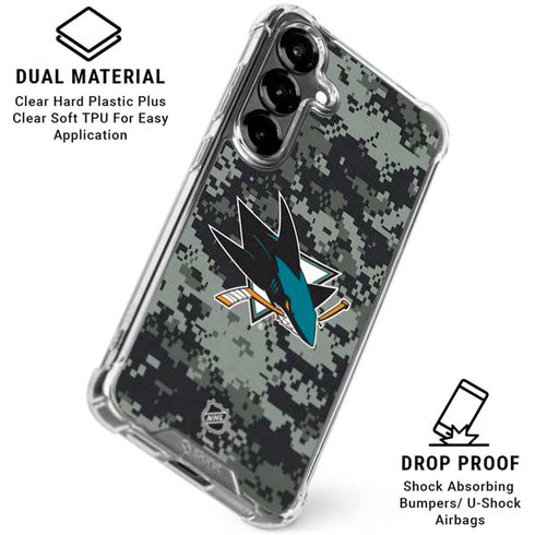 NHL San Jose Sharks Camo Galaxy S26 Clear Case