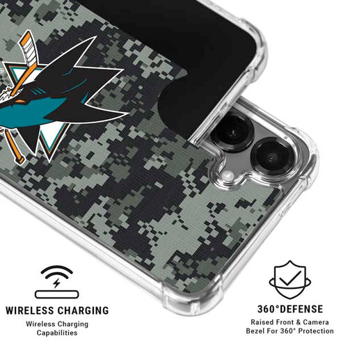 NHL San Jose Sharks Camo Galaxy S26 Plus Clear Case