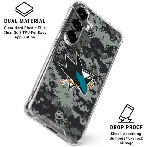NHL San Jose Sharks Camo Galaxy S26 Plus Clear Case
