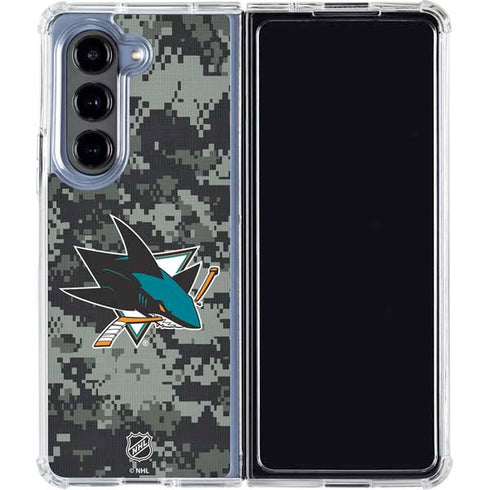 NHL San Jose Sharks Camo Galaxy Z Fold5 5G Clear Case