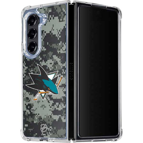 NHL San Jose Sharks Camo Galaxy Z Fold5 5G Clear Case
