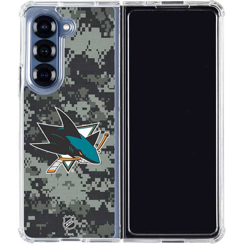 NHL San Jose Sharks Camo Galaxy Z Fold6 Clear Case