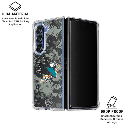 NHL San Jose Sharks Camo Galaxy Z Fold6 Clear Case