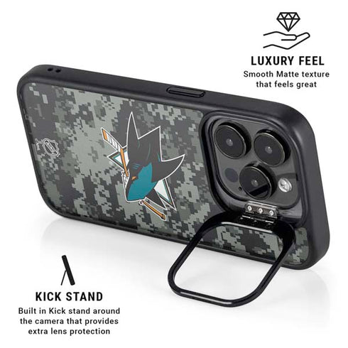 NHL San Jose Sharks Camo iPhone 13 Pro Kickstand Case