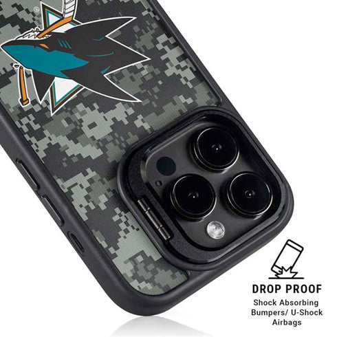 NHL San Jose Sharks Camo iPhone 13 Pro Kickstand Case