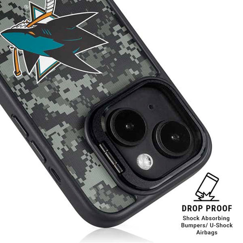 NHL San Jose Sharks Camo iPhone 14 Plus Kickstand Case