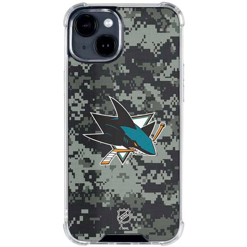 NHL San Jose Sharks Camo iPhone 15 Clear Case