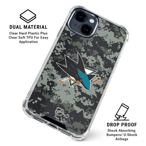 NHL San Jose Sharks Camo iPhone 15 Clear Case